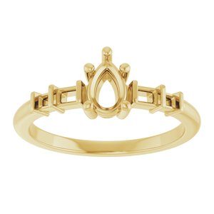 14K Yellow Gold 6x4 mm Pear Ring Mounting – image 6