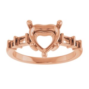 10K Rose Gold 8x8 mm Heart Ring Mounting – image 6