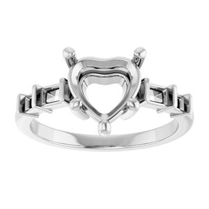 14K White Gold 8x8 mm Heart Ring Mounting – image 6