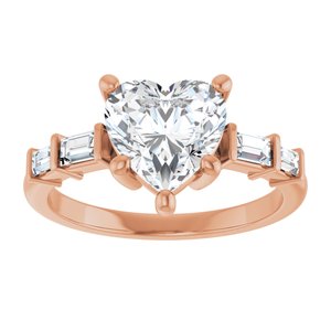 18K Rose Gold 8x8 mm Heart Ring Mounting – image 5