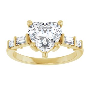 18K Yellow Gold 8x8 mm Heart Ring Mounting – image 5