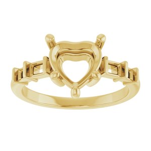 18K Yellow Gold 8x8 mm Heart Ring Mounting – image 6