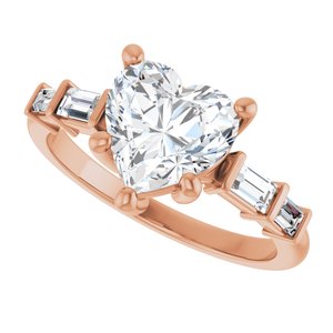 10K Rose Gold 8x8 mm Heart Ring Mounting – image 8