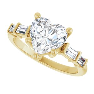 18K Yellow Gold 8x8 mm Heart Ring Mounting – image 8