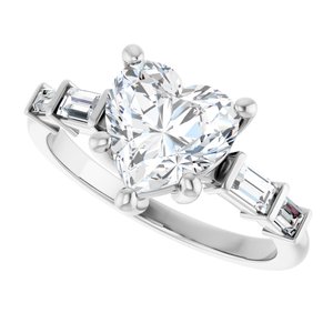10K White Gold 8x8 mm Heart Ring Mounting – image 8