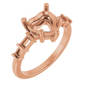 10K Rose Gold 8x8 mm Heart Ring Mounting – image 2