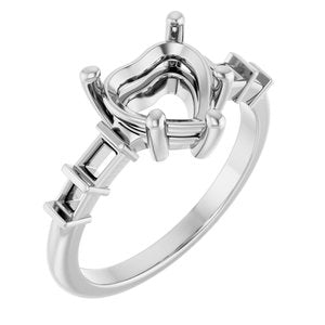 Platinum 8x8 mm Heart Ring Mounting – image 2