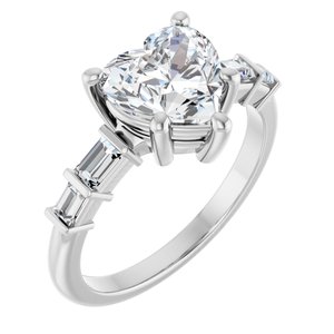 14K White Gold 8x8 mm Heart Ring Mounting