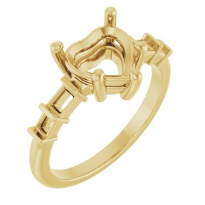 18K Yellow Gold 8x8 mm Heart Ring Mounting – image 2