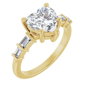 14K Yellow Gold 8x8 mm Heart Ring Mounting