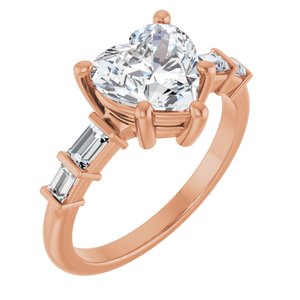 10K Rose Gold 8x8 mm Heart Ring Mounting