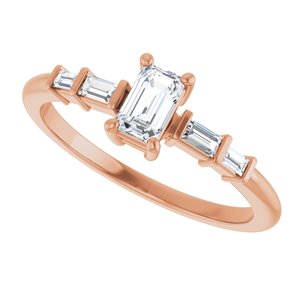 14K Rose Gold 5x3 mm Emerald Ring Mounting – image 8