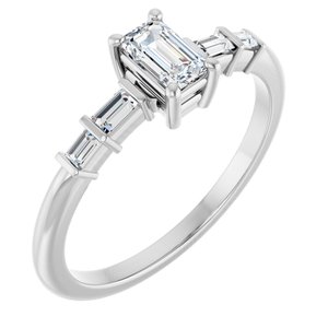 10K White Gold 5x3 mm Emerald Ring Mounting