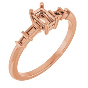 14K Rose Gold 5x3 mm Emerald Ring Mounting – image 2