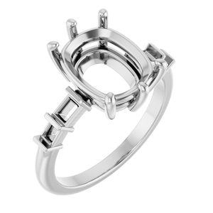 14K X1 White Gold 11x9 mm Elongated Cushion Ring Mounting – image 2