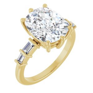 14K Yellow Gold 11x9 mm Elongated Cushion Ring Mounting