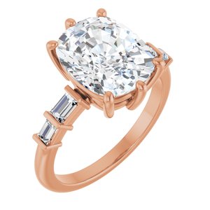 18K Rose Gold 11x9 mm Elongated Cushion Ring Mounting