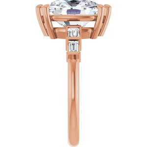 10K Rose Gold 11x9 mm Elongated Cushion Ring Mounting – image 7