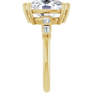 14K Yellow Gold 11x9 mm Elongated Cushion Ring Mounting – image 7