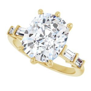 10K Yellow Gold 11x9 mm Elongated Cushion Ring Mounting – image 8