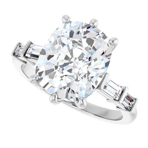 10K White Gold 11x9 mm Elongated Cushion Ring Mounting – image 8