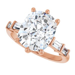 18K Rose Gold 11x9 mm Elongated Cushion Ring Mounting – image 8