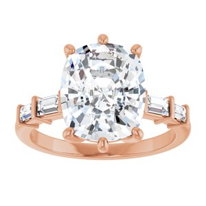 18K Rose Gold 11x9 mm Elongated Cushion Ring Mounting – image 5