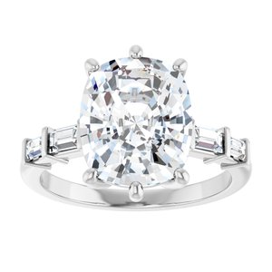 10K White Gold 11x9 mm Elongated Cushion Ring Mounting – image 5
