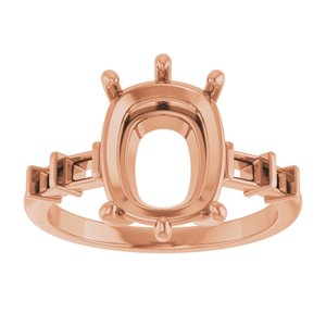 14K Rose Gold 11x9 mm Elongated Cushion Ring Mounting – image 6
