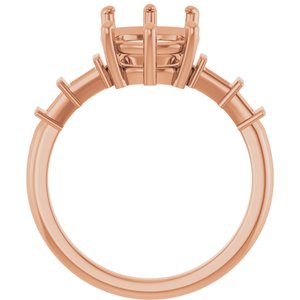 10K Rose Gold 11x9 mm Elongated Cushion Ring Mounting – image 4