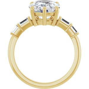 10K Yellow Gold 11x9 mm Elongated Cushion Ring Mounting – image 3