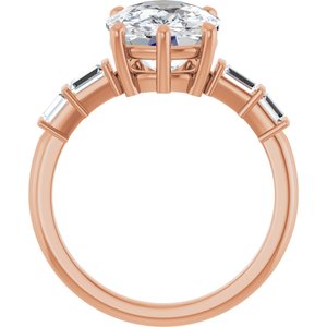 14K Rose Gold 11x9 mm Elongated Cushion Ring Mounting – image 3