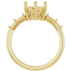 14K Yellow Gold 11x9 mm Elongated Cushion Ring Mounting – image 4