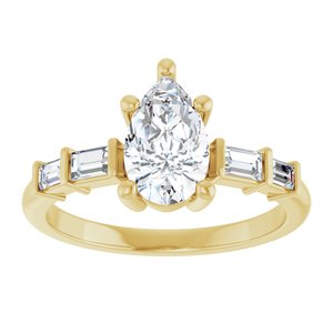 18K Yellow Gold 9x5.5 mm Pear Ring Mounting – image 5