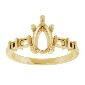 14K Yellow Gold 9x5.5 mm Pear Ring Mounting – image 6