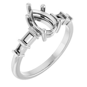 Sterling Silver 9x5.5 mm Pear Ring Mounting – image 2