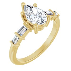 14K Yellow Gold 9x5.5 mm Pear Ring Mounting