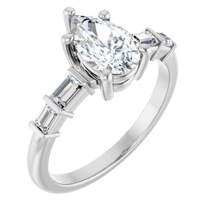 10K White Gold 9x5.5 mm Pear Ring Mounting