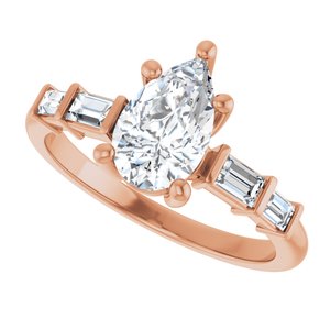 14K Rose Gold 9x5.5 mm Pear Ring Mounting – image 8
