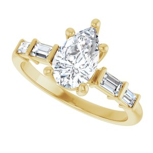 18K Yellow Gold 9x5.5 mm Pear Ring Mounting – image 8