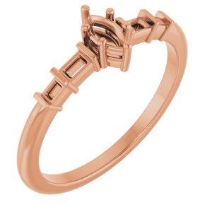 10K Rose Gold 5x2.5 mm Marquise Ring Mounting – image 2