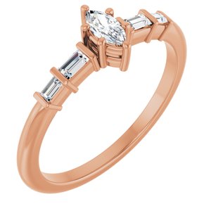 10K Rose Gold 5x2.5 mm Marquise Ring Mounting