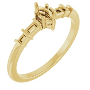 10K Yellow Gold 5x2.5 mm Marquise Ring Mounting – image 2