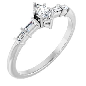 18K White Gold 5x2.5 mm Marquise Ring Mounting