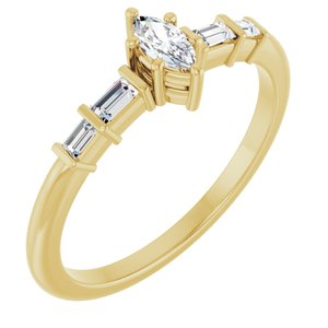 10K Yellow Gold 5x2.5 mm Marquise Ring Mounting