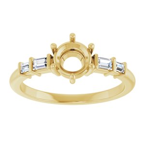 14K Yellow Gold 5.8 mm Round 1/6 CTW Natural Diamond Semi-Set Ring – image 6