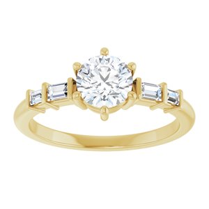 14K Yellow Gold 5.8 mm Round 1/6 CTW Natural Diamond Semi-Set Ring – image 5