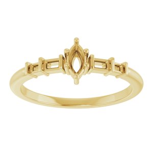 10K Yellow Gold 5x2.5 mm Marquise Ring Mounting – image 6