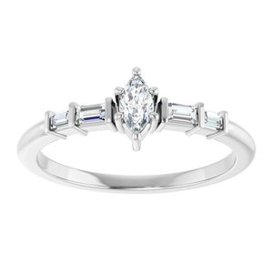 14K X1 White Gold 5x2.5 mm Marquise Ring Mounting – image 5