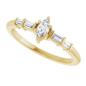 10K Yellow Gold 5x2.5 mm Marquise Ring Mounting – image 8